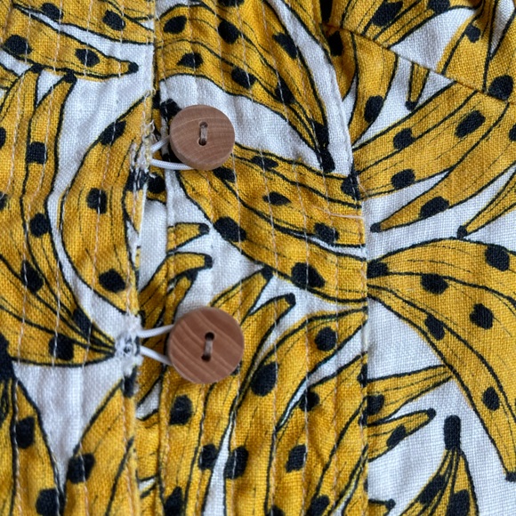 FARM RIO super cute linen/cotton lined dress; XS, wooden buttons, cross straps - Picture 11 of 15